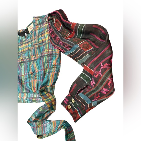Roopa Pemmaraju for Anthropologie Shimmer Cotton and Silk Plaid Top Size Small - Picture 7 of 11